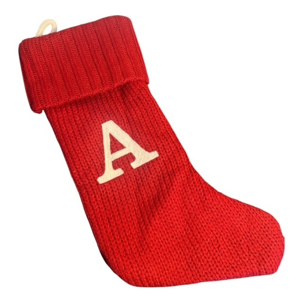 Wondershop  Red Knit Christmas Stocking Initial A Knit Holiday Decor 16in